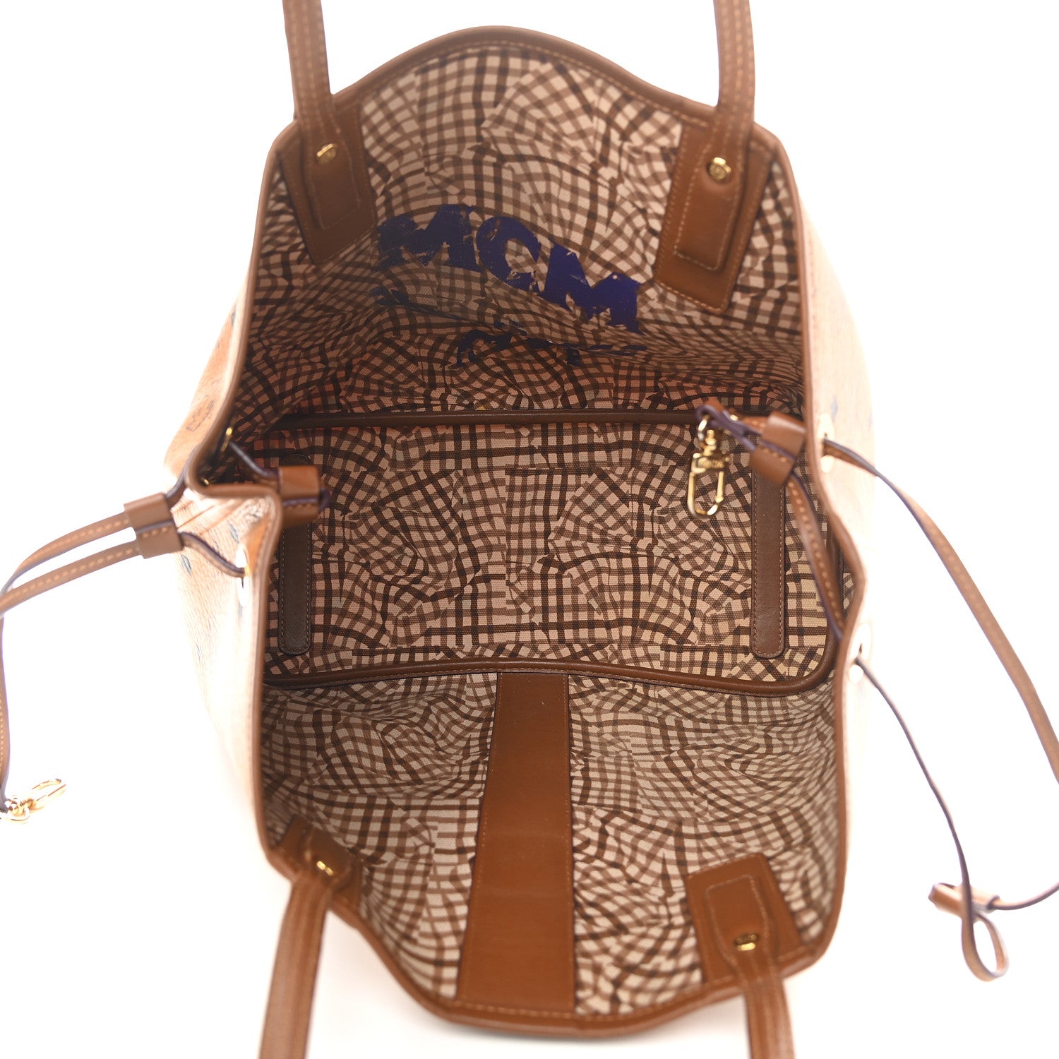 MCM Visetos Medium Liz Reversible Shopper Tote Cognac 9 of 14