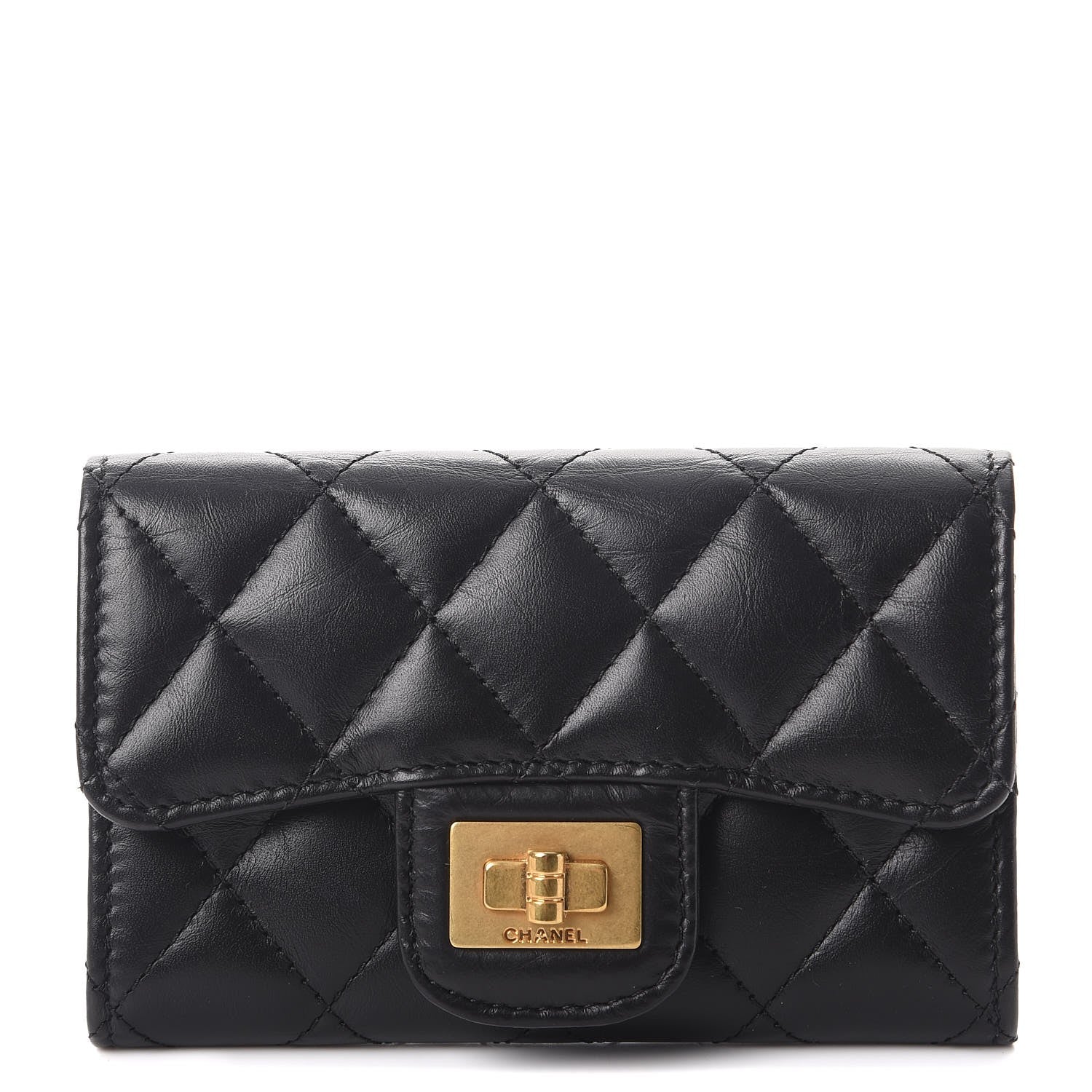 Chanel Aged Calfskin Quilted Reissue Flap Card Holder Black 1 of 9