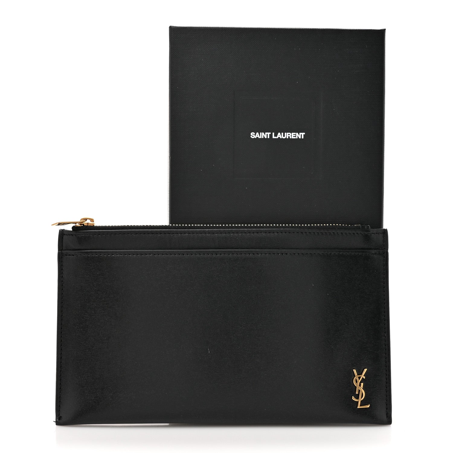 Saint Laurent Smooth Calfskin Monogram Bill Pouch Black 8 of 8