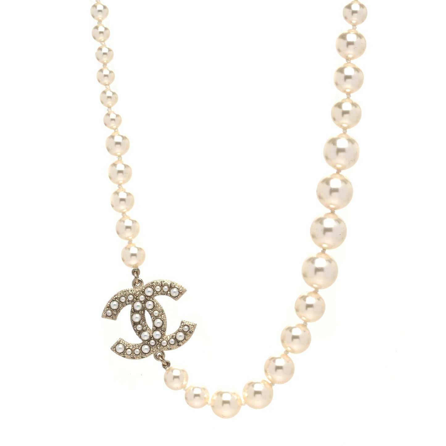 Pearl CC 100th Anniversary Necklace Light Gold