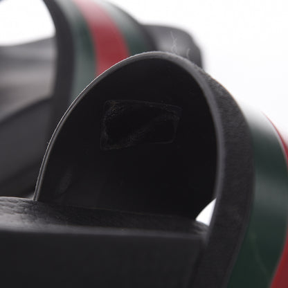 Gucci Rubber Web Mens Lug Sole Slide Sandals 6 Black Green Red 15 of 16