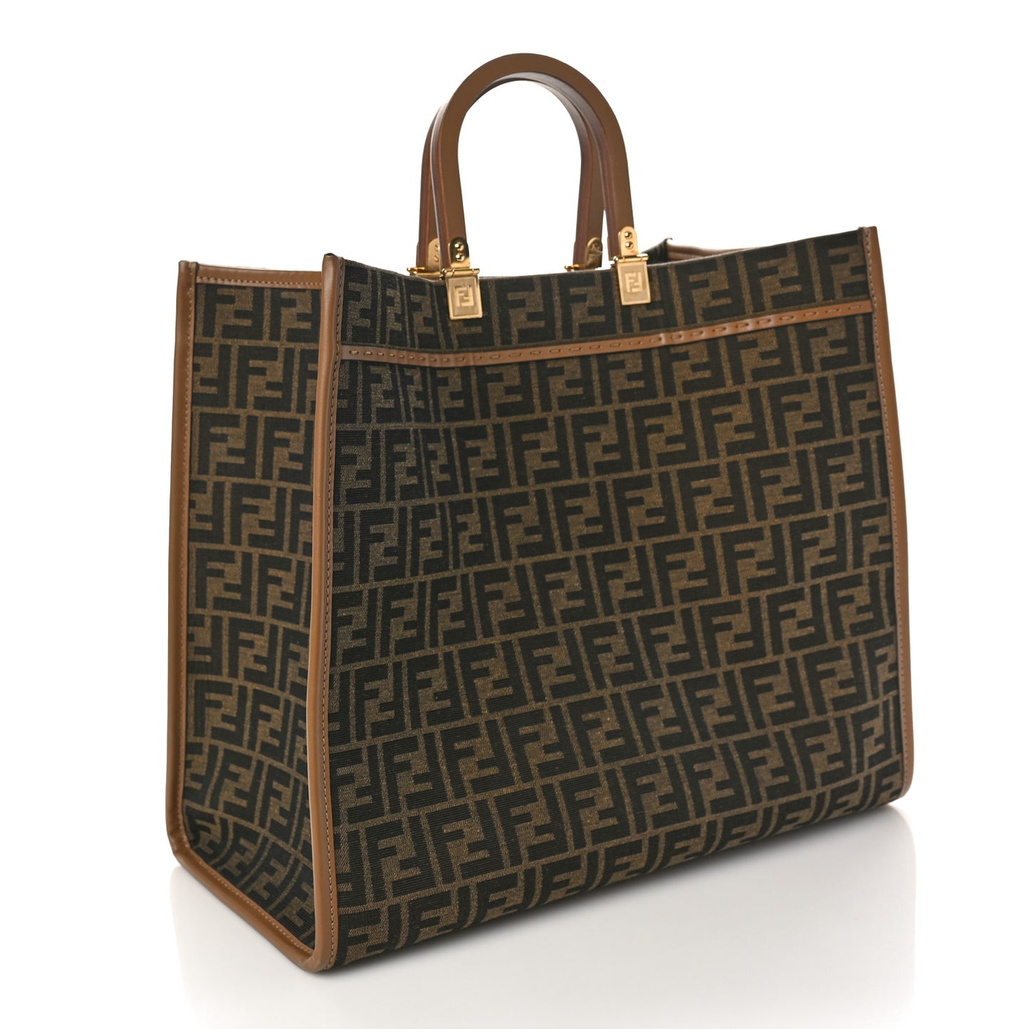 Fabric Jacquard FF 1974 Logo Large Sunshine Shopper Tote Tobacco Moro Sand