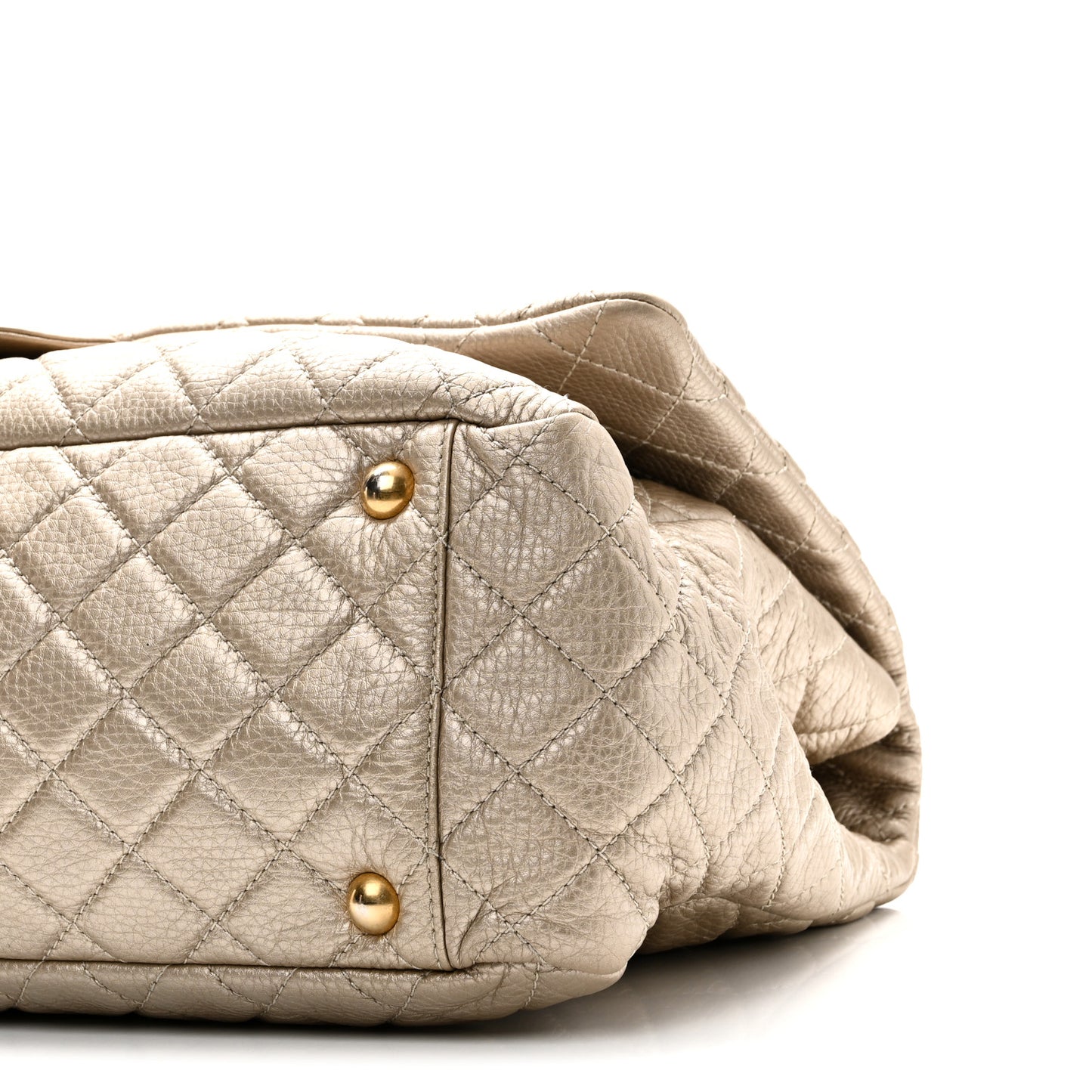 Metallic Calfskin Quilted Small XXL Travel Flap Bag Gold