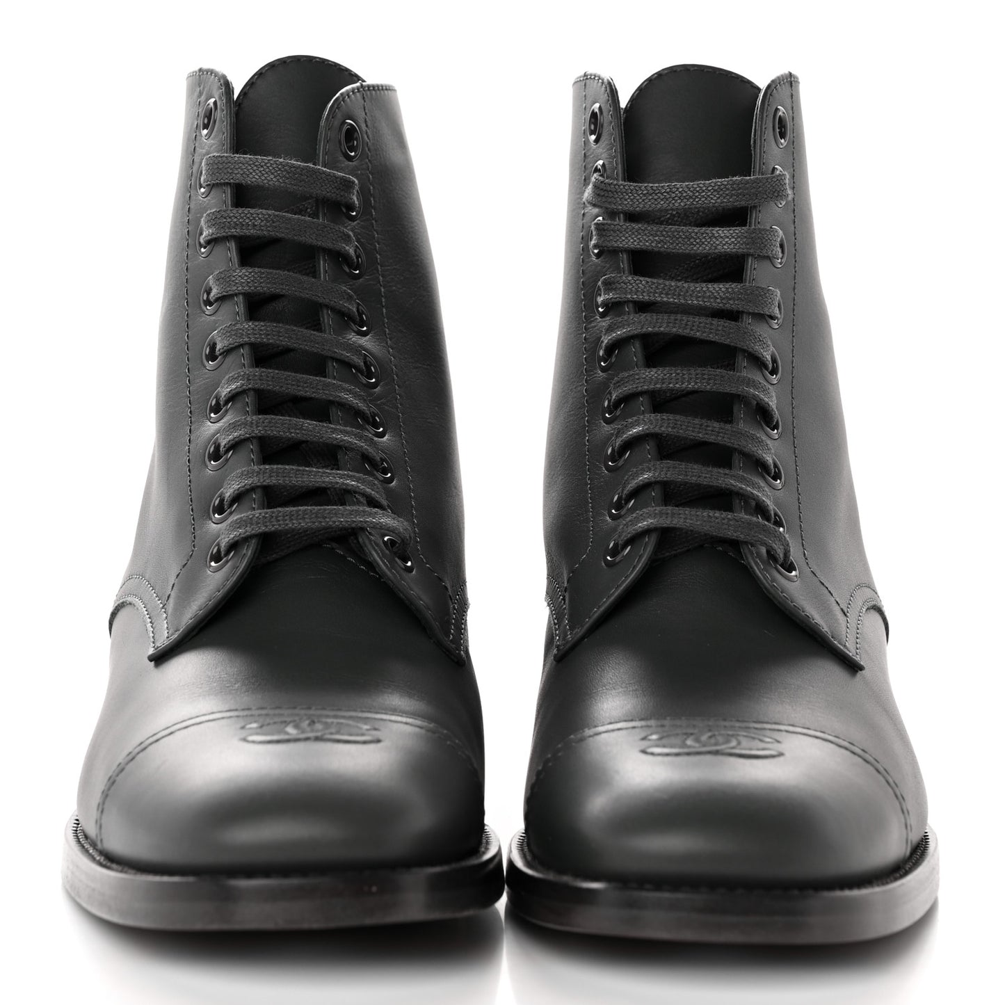 Calfskin Cap Toe CC Lace Up Boots 39 Dark Grey