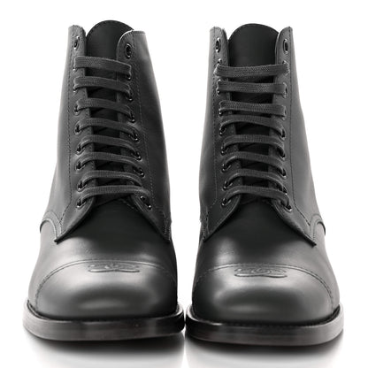 Chanel Calfskin Cap Toe CC Lace Up Boots 39 Dark Grey 2 of 14