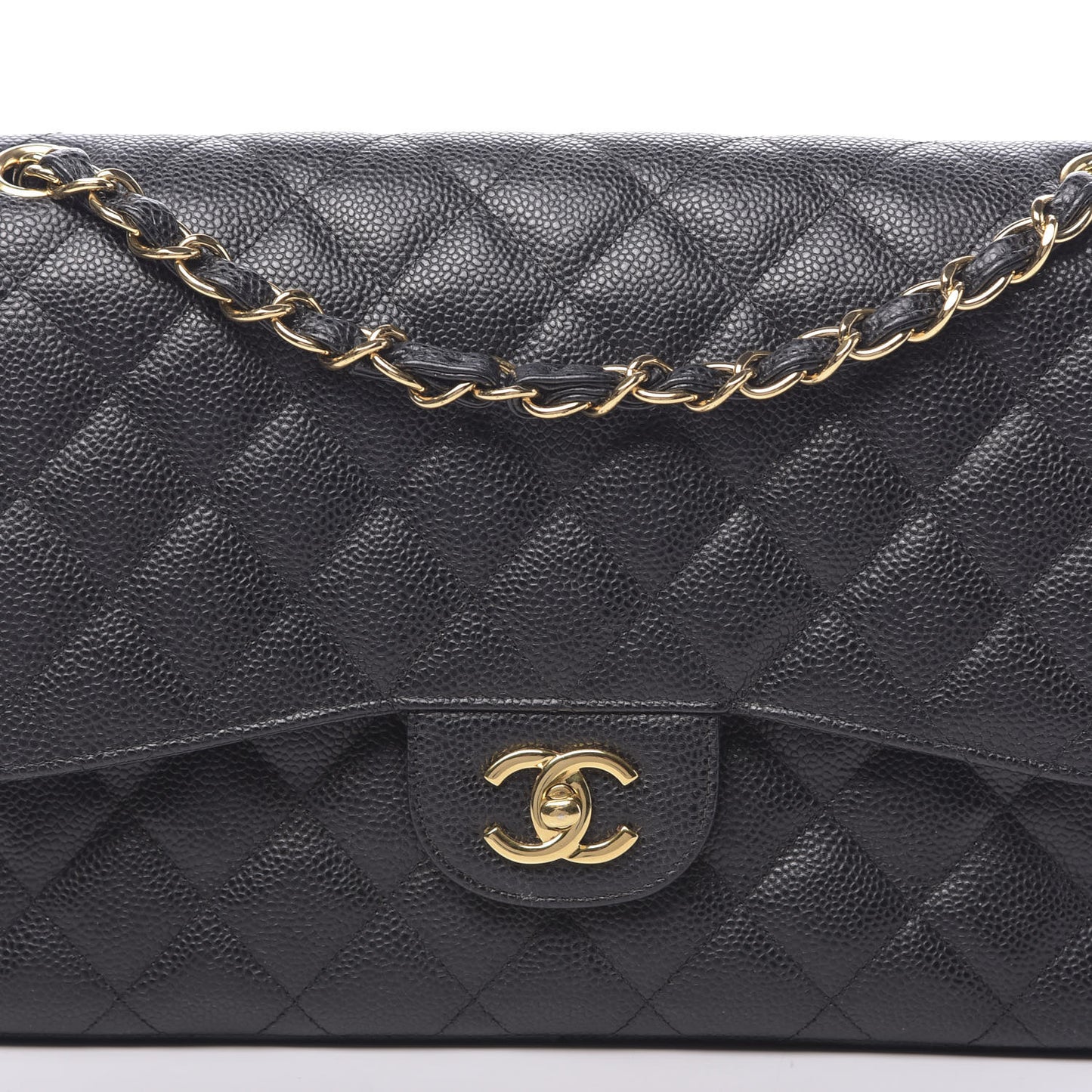 Caviar Quilted Jumbo Double Flap Black