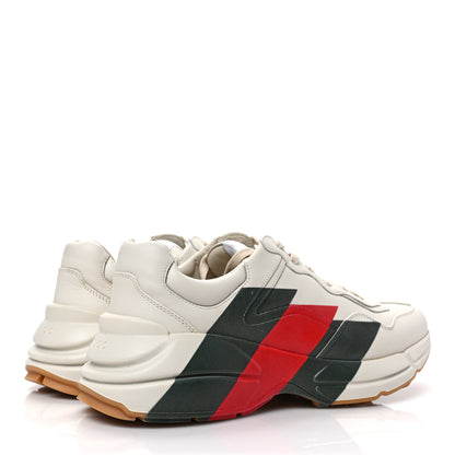 Gucci Calfskin Web Printed Mens Rhyton Sneakers 10 Mystic White 4 of 9