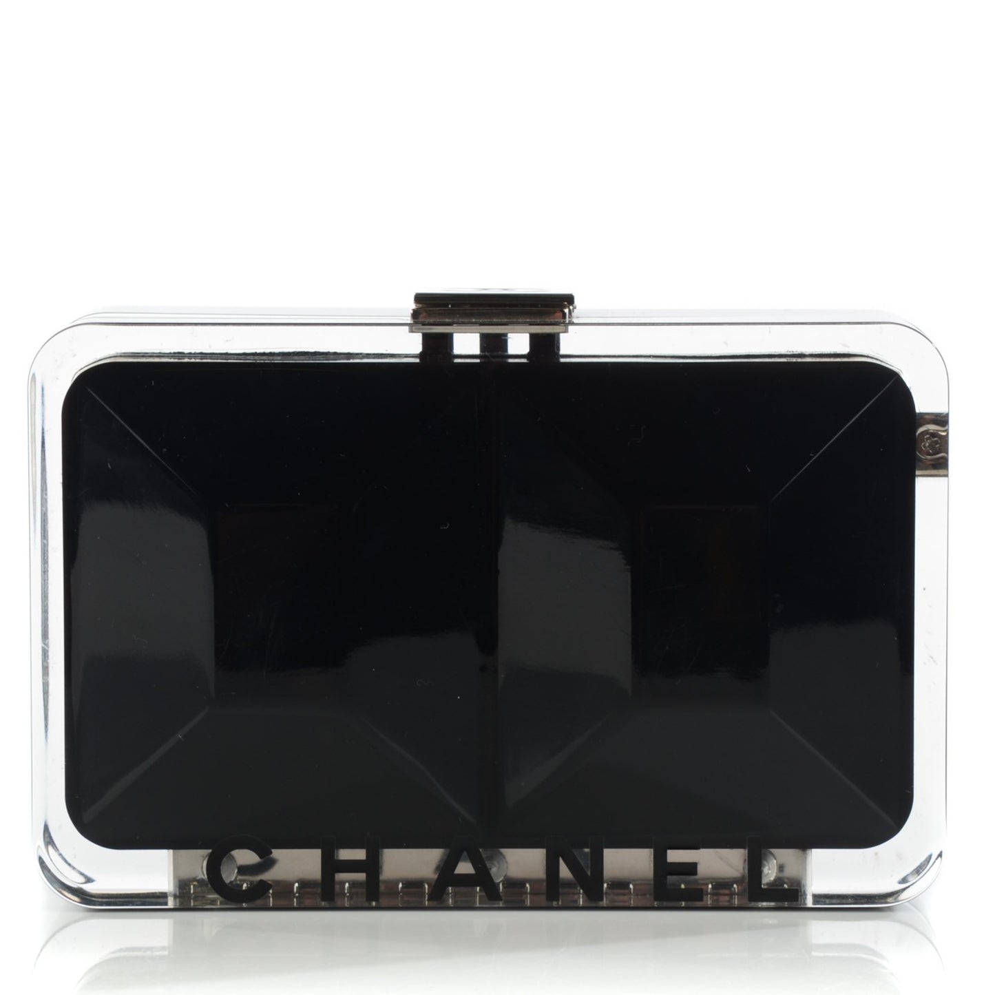 Lucite Wristlet Clutch Black Transparent