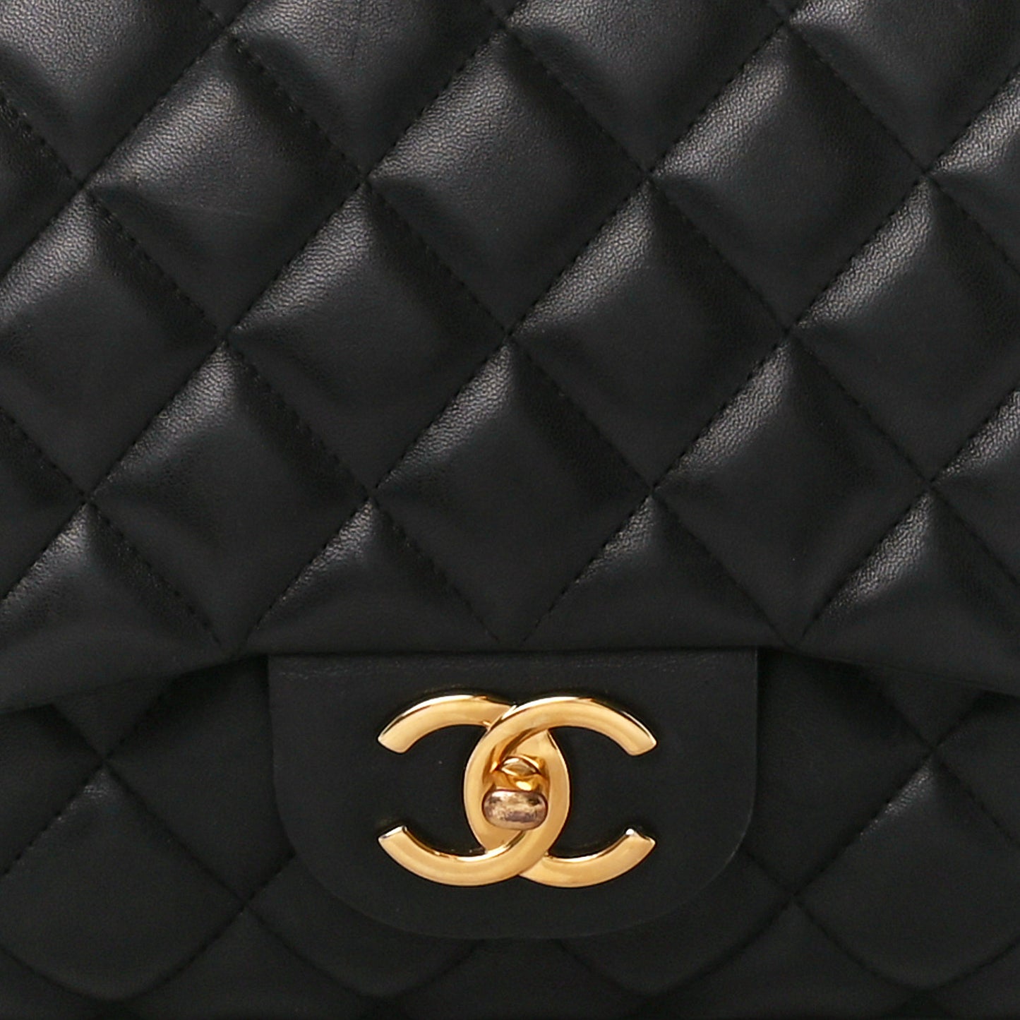 Lambskin Quilted Maxi Double Flap Black