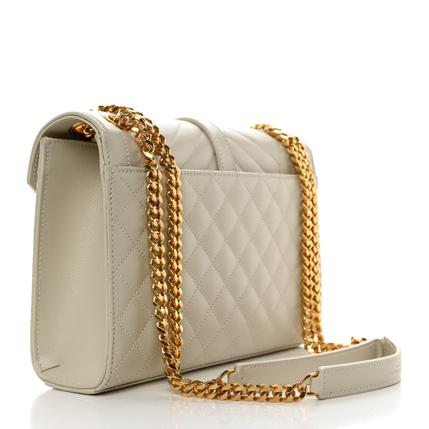 Saint Laurent Grain De Poudre Textured Mixed Matelasse Triquilt Medium Monogram Satchel Crema Soft 2 of 11