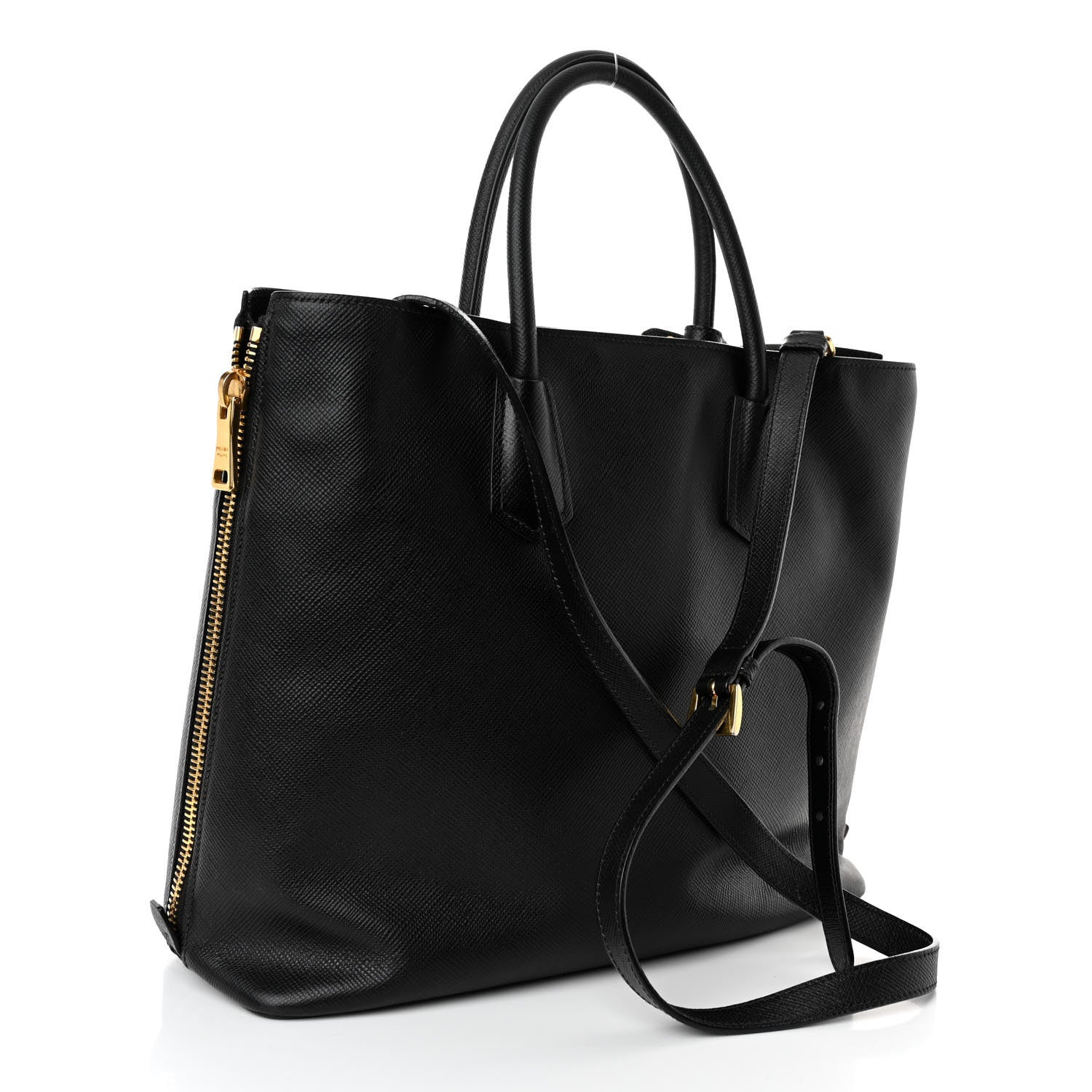 Prada Saffiano Metal Zip Tote Black 3 of 9