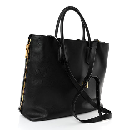 Prada Saffiano Metal Zip Tote Black 3 of 9