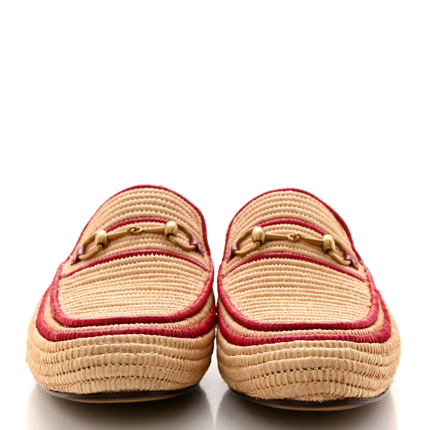 Gucci Raffia Mens Princetown Slippers 12 Naturale Sand Storm Red 2 of 8