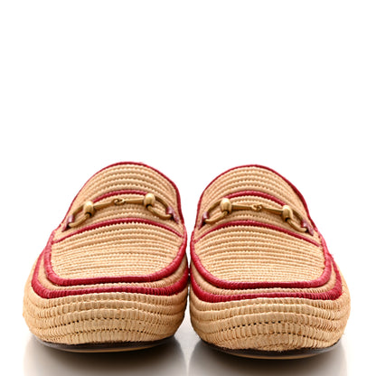 Gucci Raffia Mens Princetown Slippers 12 Naturale Sand Storm Red 2 of 8