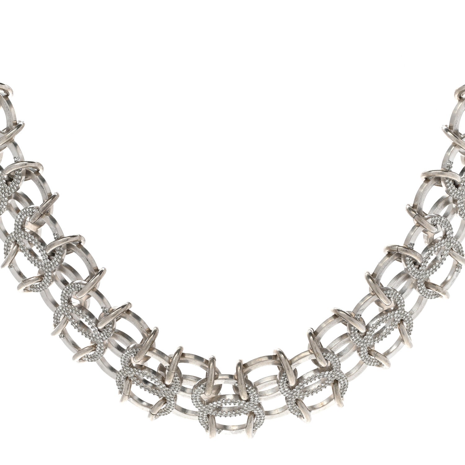 Chanel Crystal CC In The Air Choker Necklace Silver 1 of 7