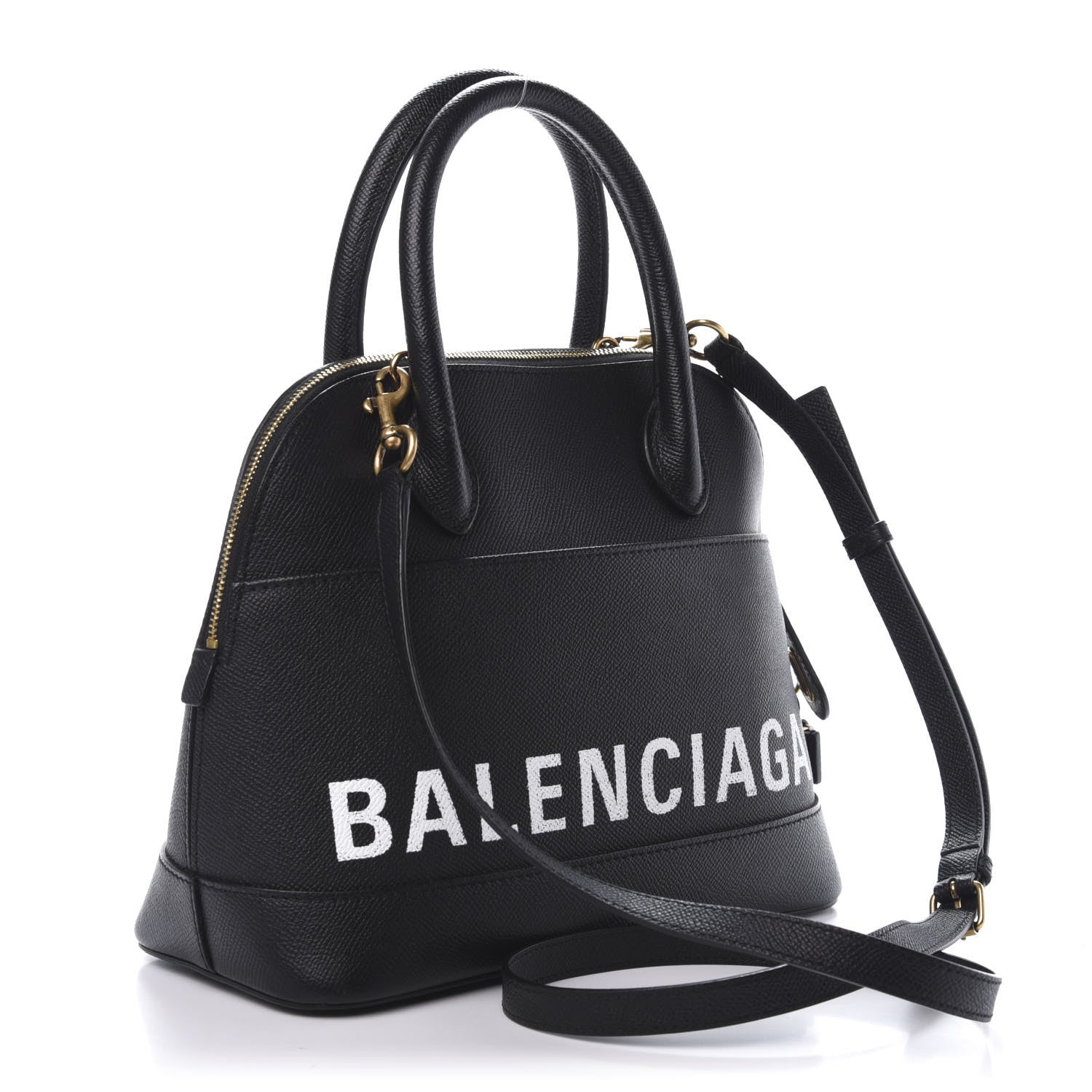 Balenciaga Signature Grained Calfskin Logo S Ville Top Handle Bag Black 3 of 9