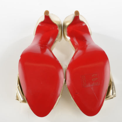 Christian Louboutin Metallic Leather Bow Pumps 39 Gold 6 of 9