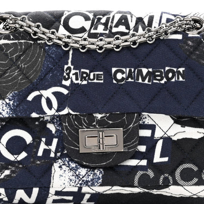 Chanel Jersey Quilted Graffiti Reissue Mini Flap Navy Blue 7 of 9