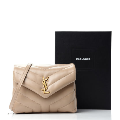 Saint Laurent Calfskin Y Quilted Monogram Toy Loulou Crossbody Bag Dark Beige 12 of 12