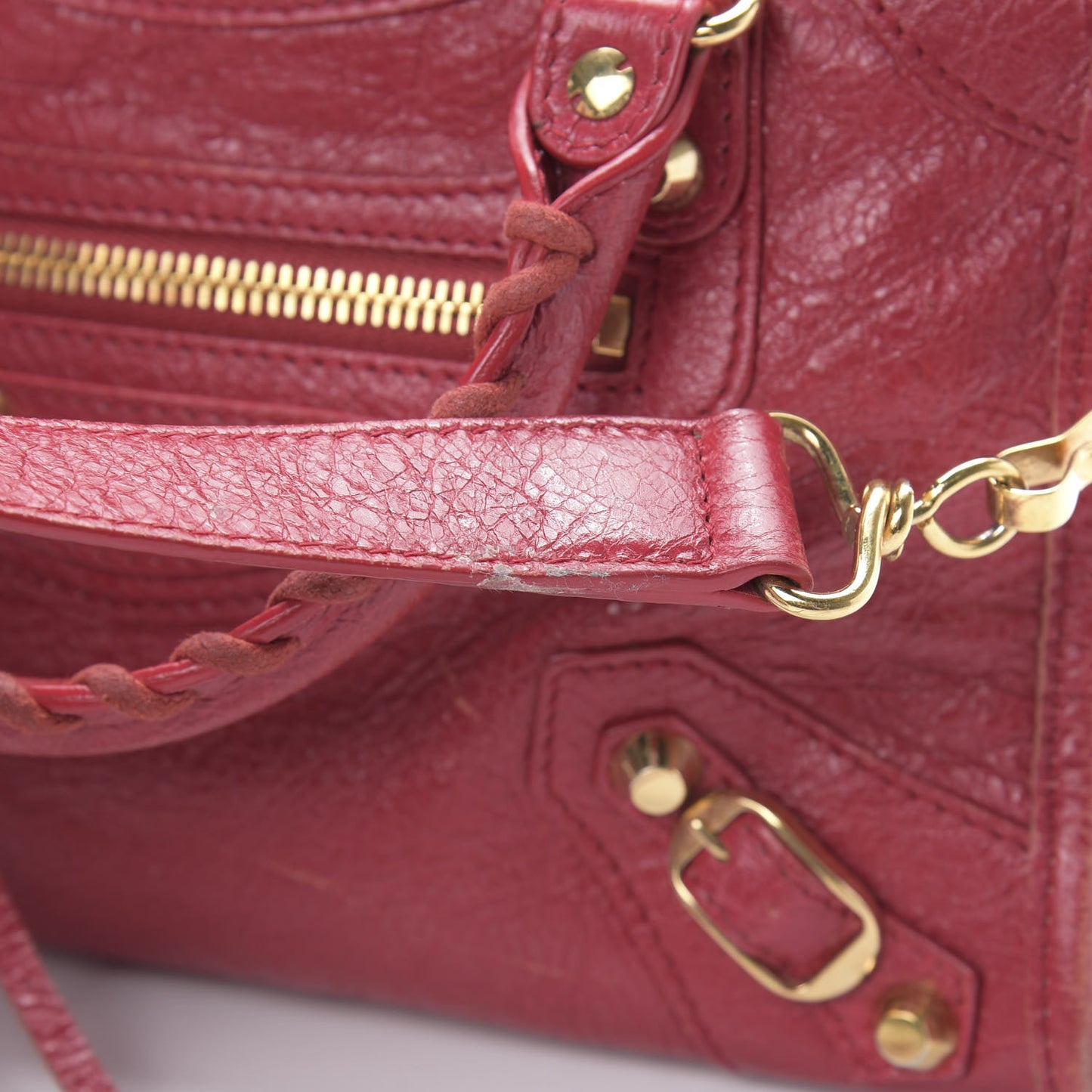 Agneau Classic Gold Hardware Mini City Rouge Sapphire