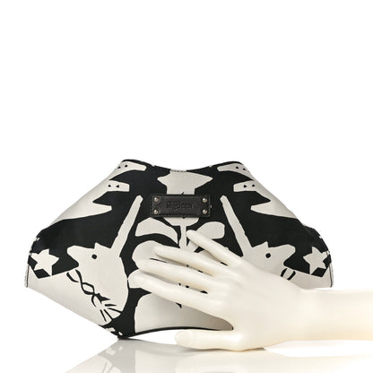 Alexander McQueen Silk Unicorn Print De Manta Clutch Black White 2 of 13