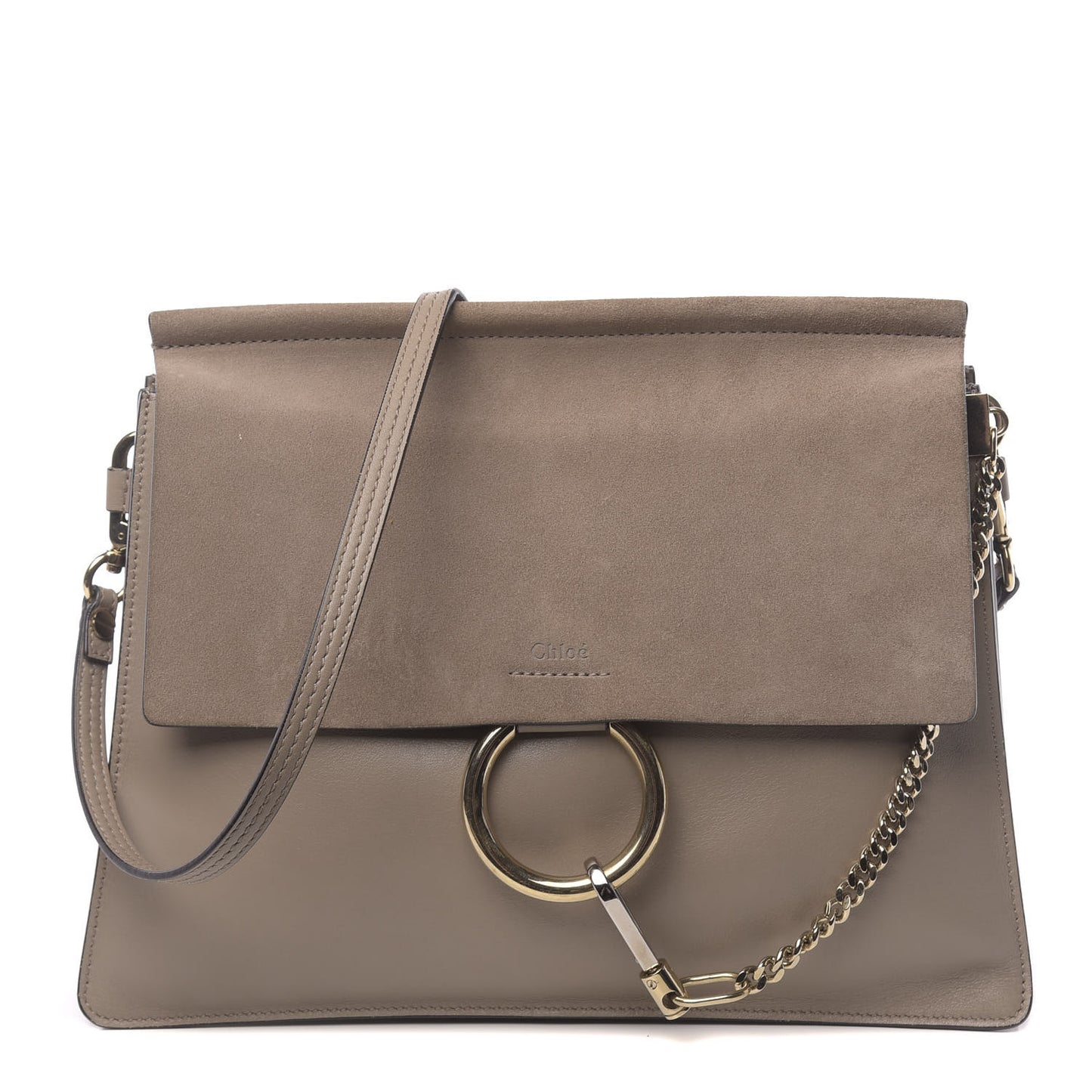 Calfskin Suede Medium Faye Shoulder Bag Motty Grey