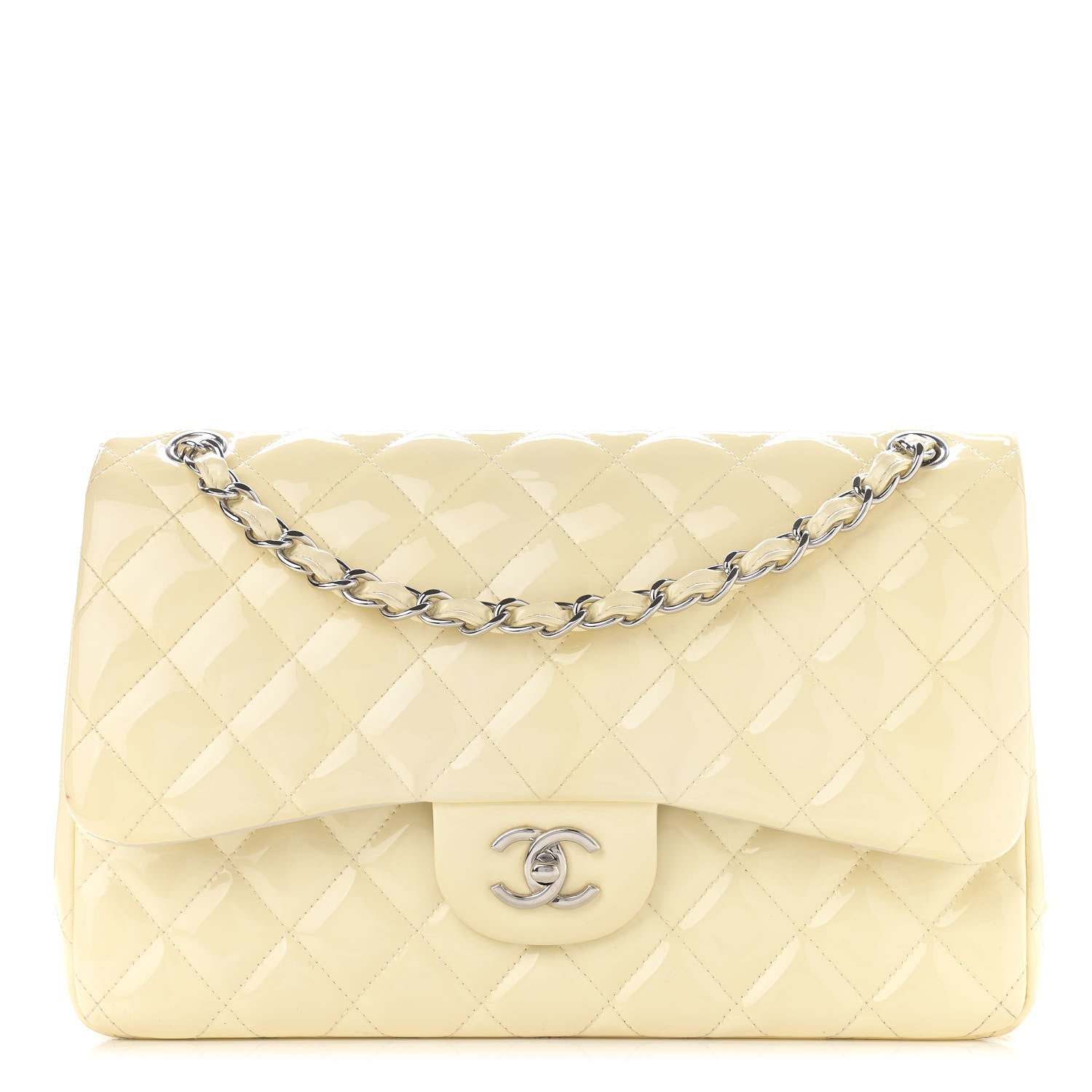 Chanel Patent Quilted Jumbo Double Flap Pearl 1 of 17