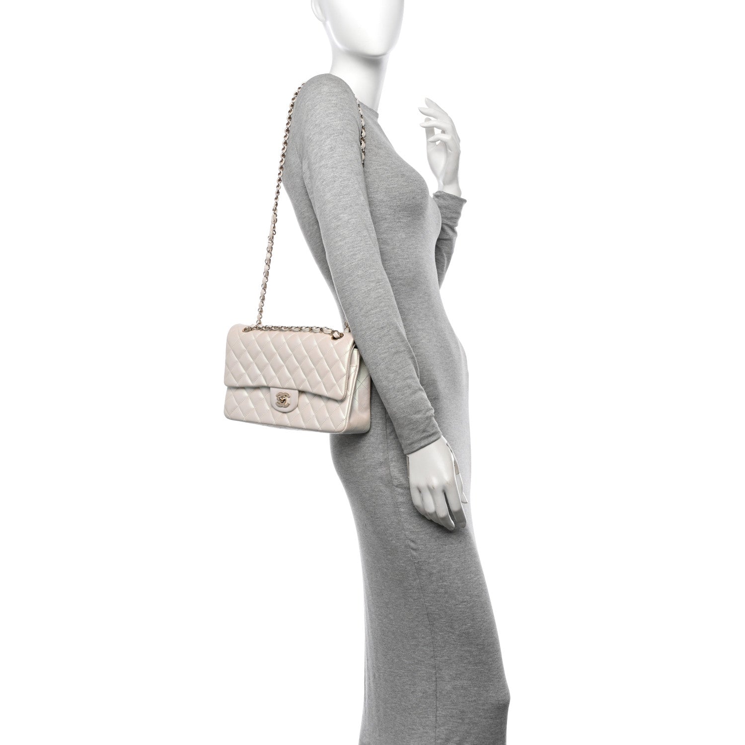 Chanel Iridescent Calfskin Quilted Medium Double Flap White 2 of 12
