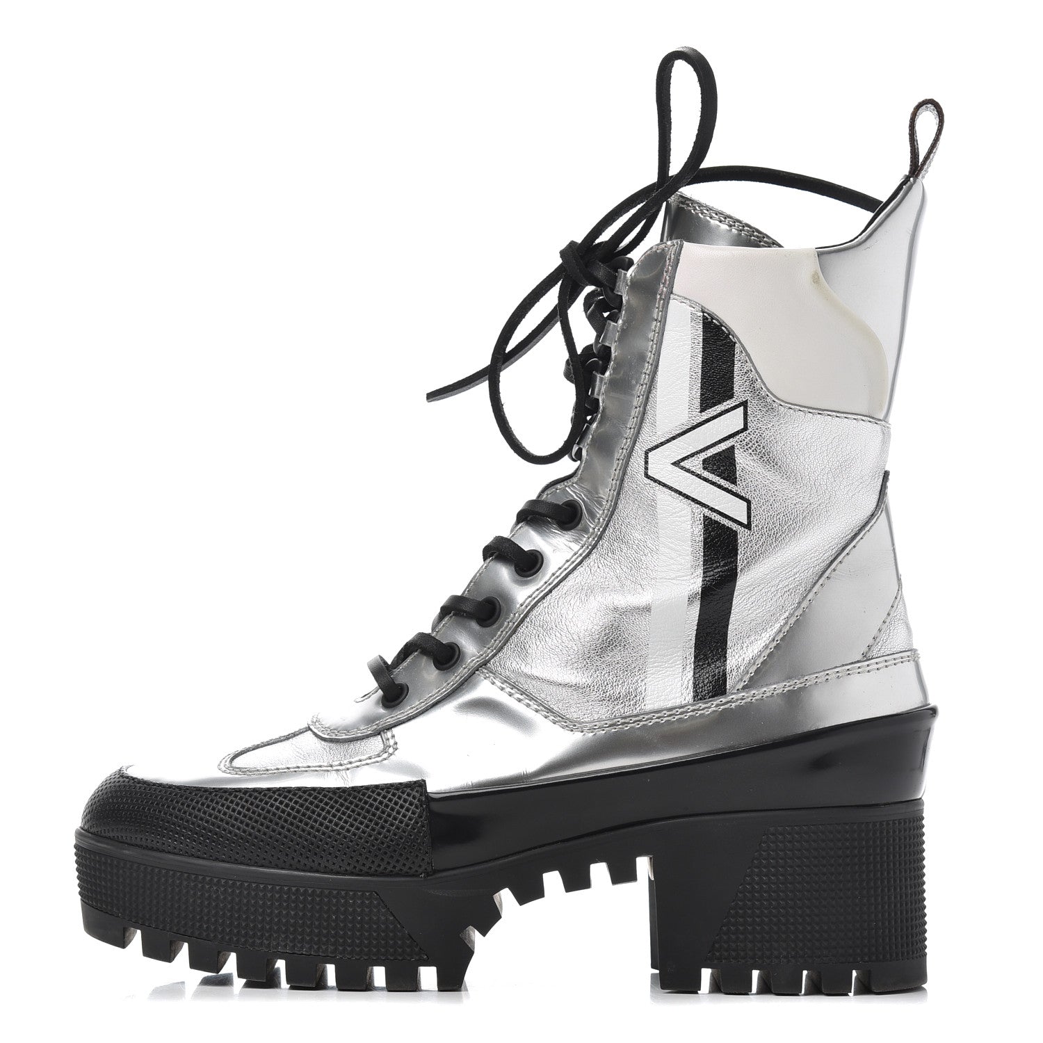 Louis Vuitton Patent Calfskin Spaceship Laureate Platform Desert Boots 37.5 Silver 1 of 21