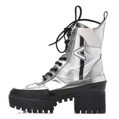 Louis Vuitton Patent Calfskin Spaceship Laureate Platform Desert Boots 37.5 Silver 1 of 21