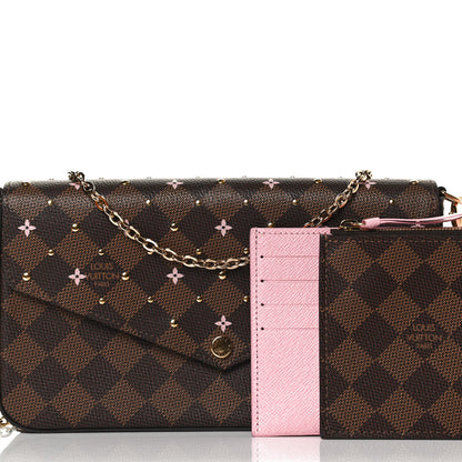 Louis Vuitton Damier Ebene Studded Pochette Felicie Chain Wallet 7 of 12