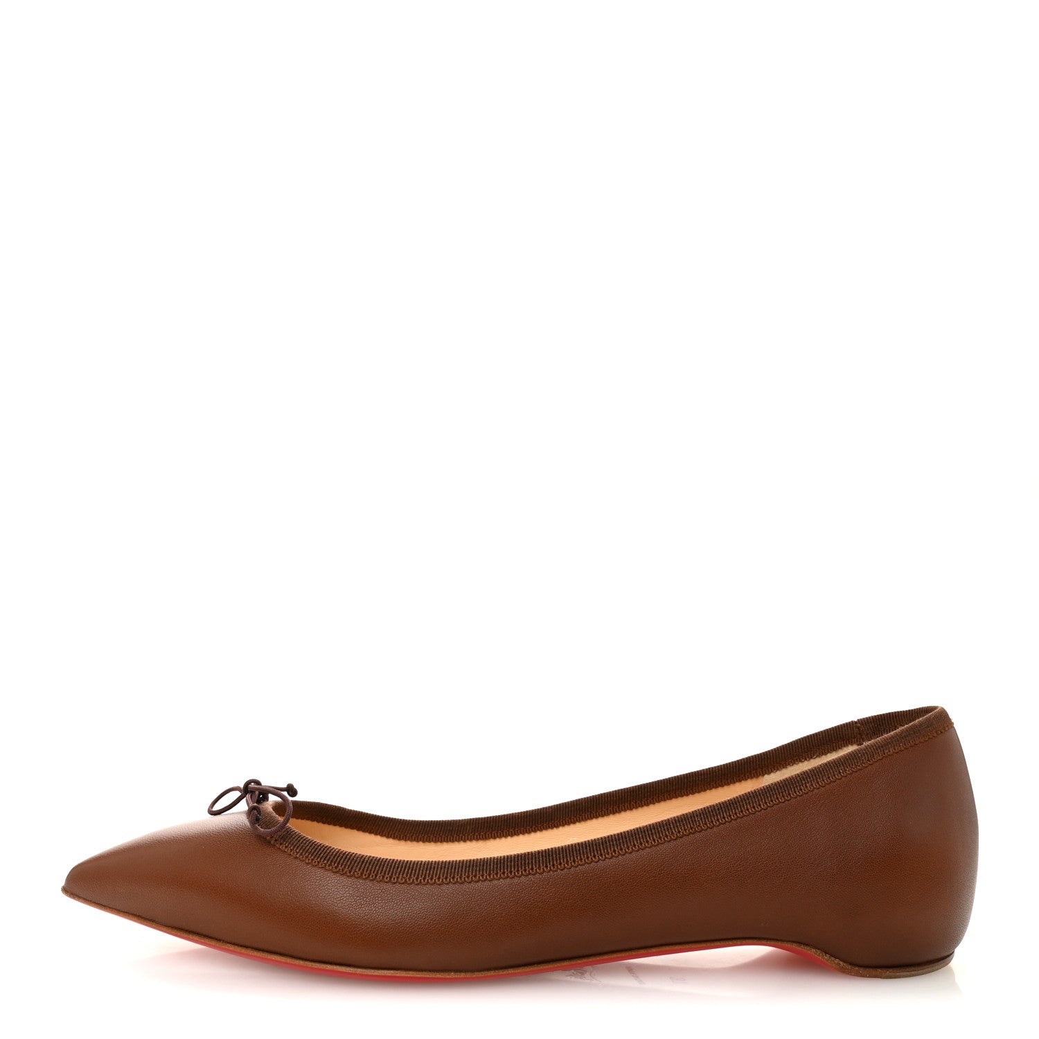 Christian Louboutin Shiny Nappa Ballalla Flats 37 Brown 1 of 9