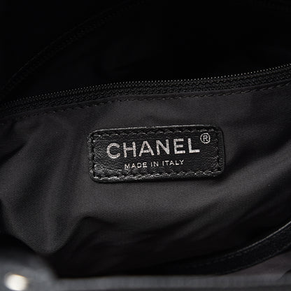 Chanel Coated Canvas Quilted Small Paris Biarritz Tote Black 5 of 9
