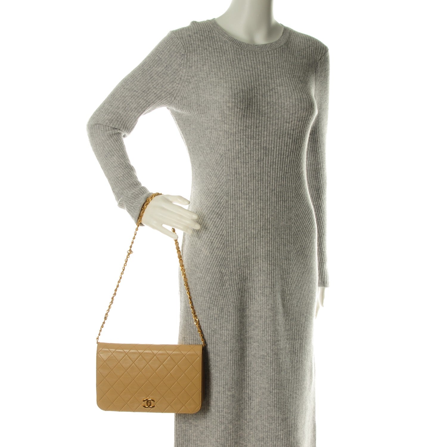 Chanel Lambskin Quilted Small Single Flap Beige 2 of 7