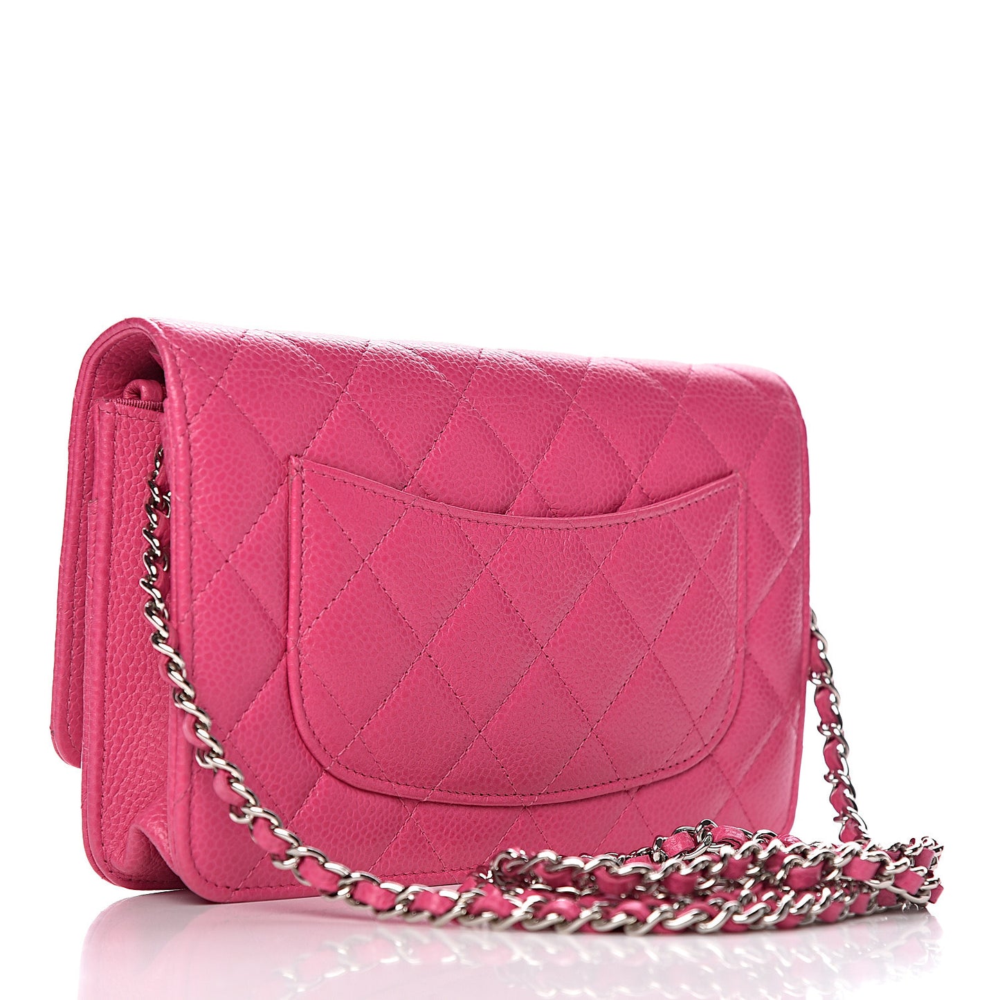 Caviar Quilted Wallet on Chain WOC Pink