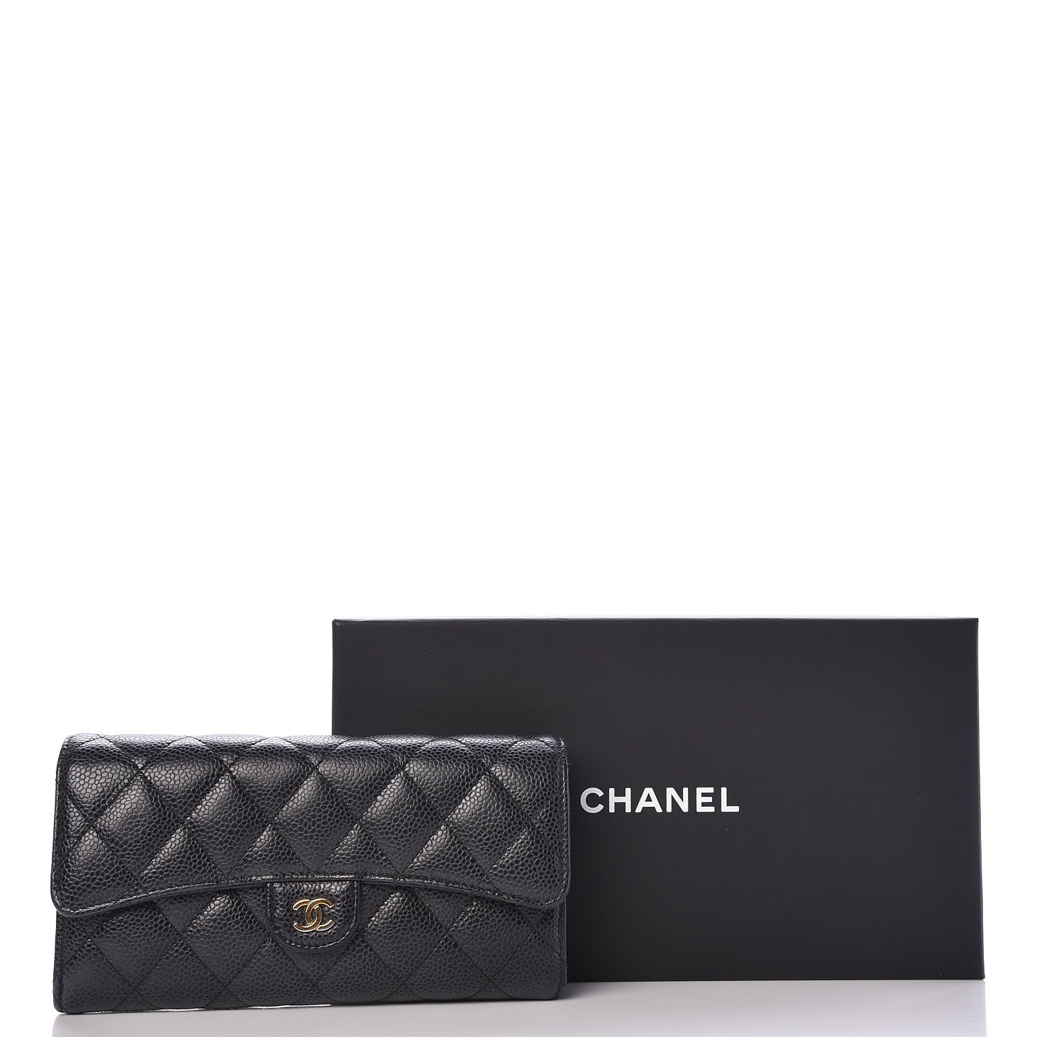 Chanel Caviar Quilted Large Gusset Flap Wallet Black 10 of 10