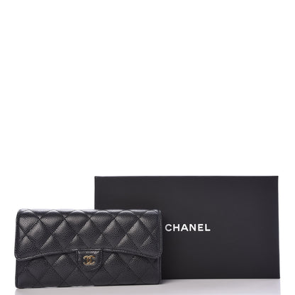 Chanel Caviar Quilted Large Gusset Flap Wallet Black 10 of 10