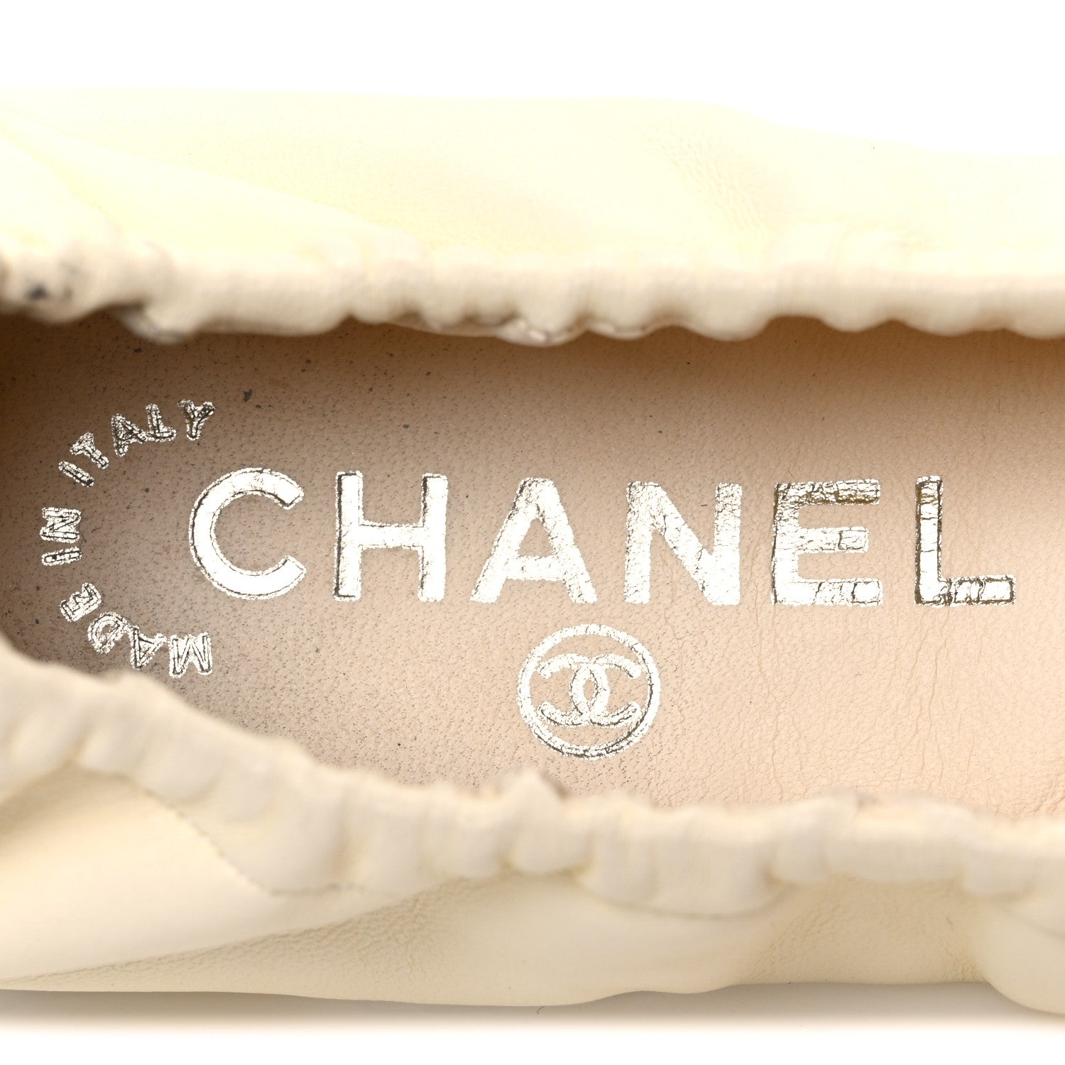 Chanel Lambskin Suede CC Elastic Cap Toe Ballerina Flats 39.5 Beige Black 9 of 12