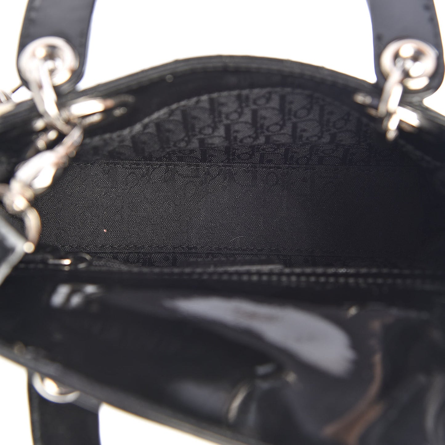 Patent Cannage Mini Lady Dior Black
