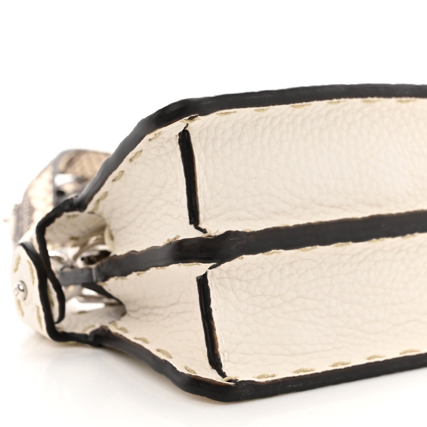 Vitello Granato Elaphe Python Embossed Sellerissima Nano Peekaboo Maxi Handle Satchel White