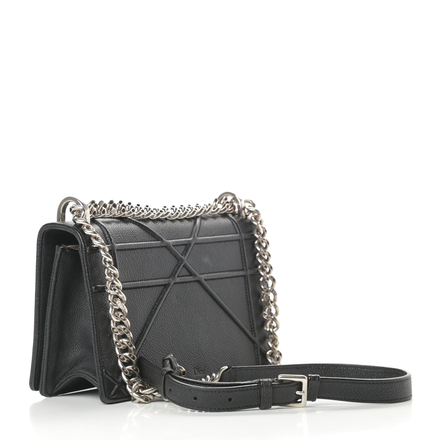 Grained Calfskin Small Diorama Flap Bag Black