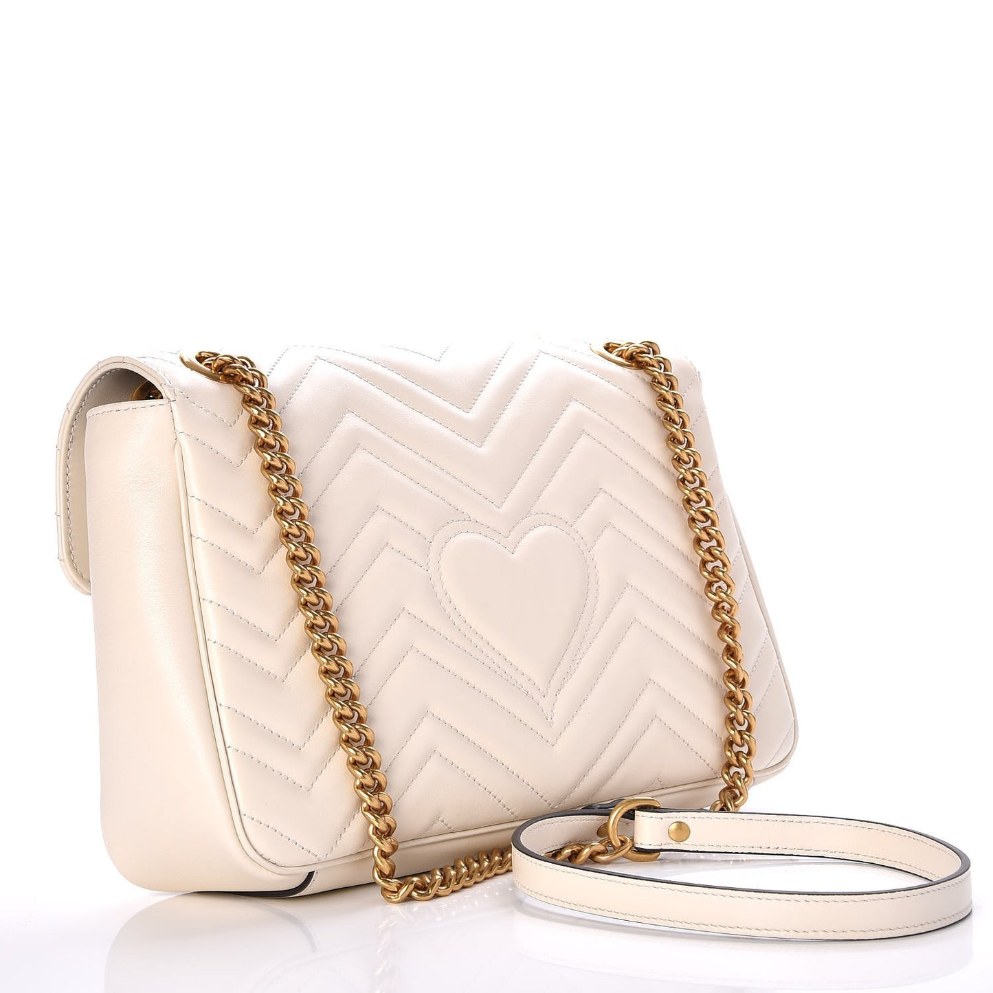 Calfskin Matelasse Medium GG Marmont Shoulder Bag White