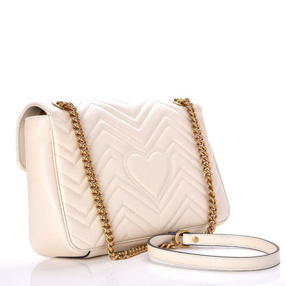 Gucci Calfskin Matelasse Medium GG Marmont Shoulder Bag White 3 of 6
