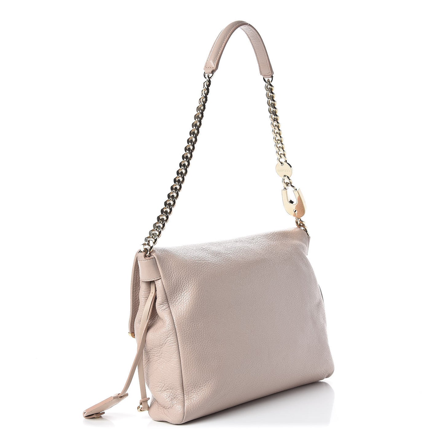 Glossy Grained Deerskin Ally Shoulder Bag Pink