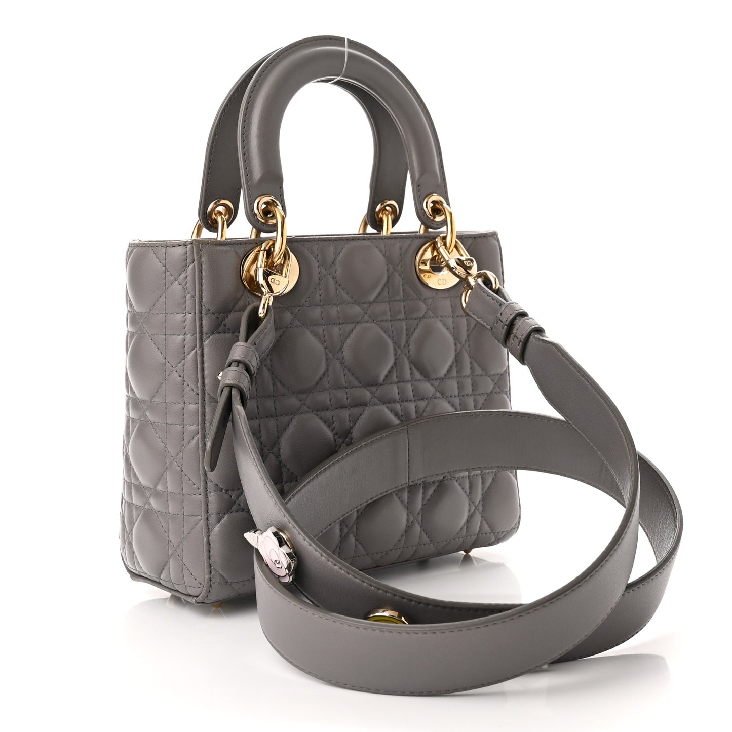 Lambskin Cannage Small Lucky Badges My Lady Dior Grey