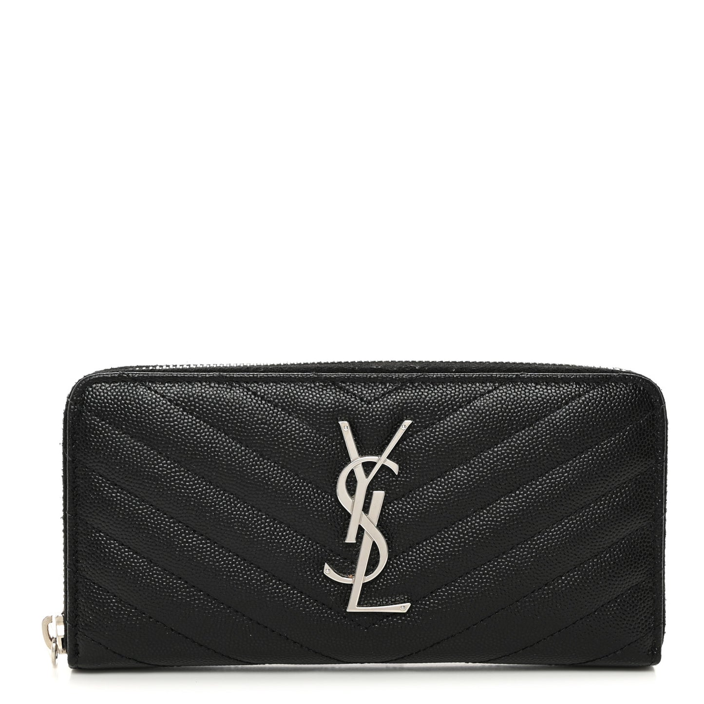 Grain De Poudre Matelasse Chevron Monogram Zip Around Wallet Black