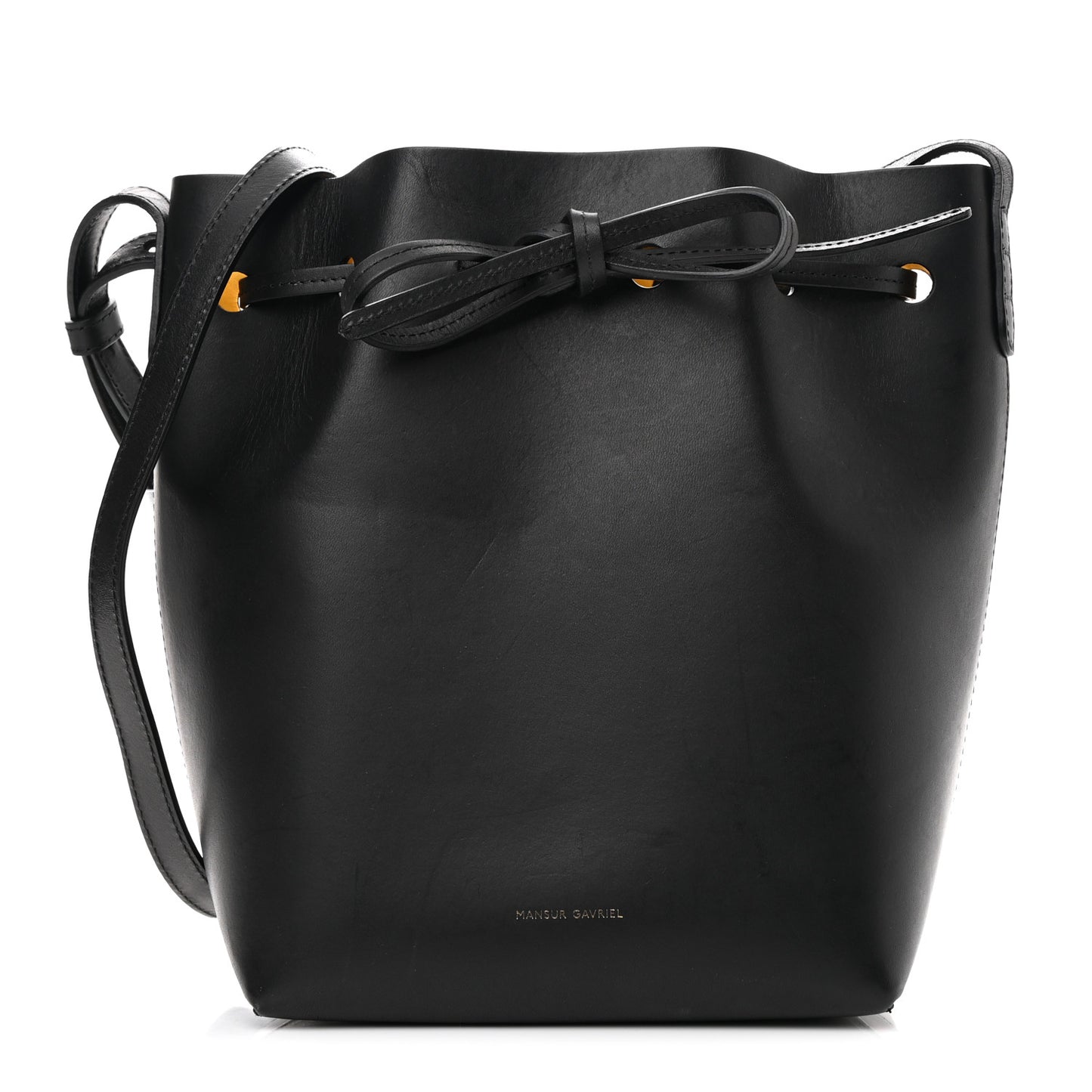 Vegetable Tanned Calfskin Mini Bucket Bag Black Oro