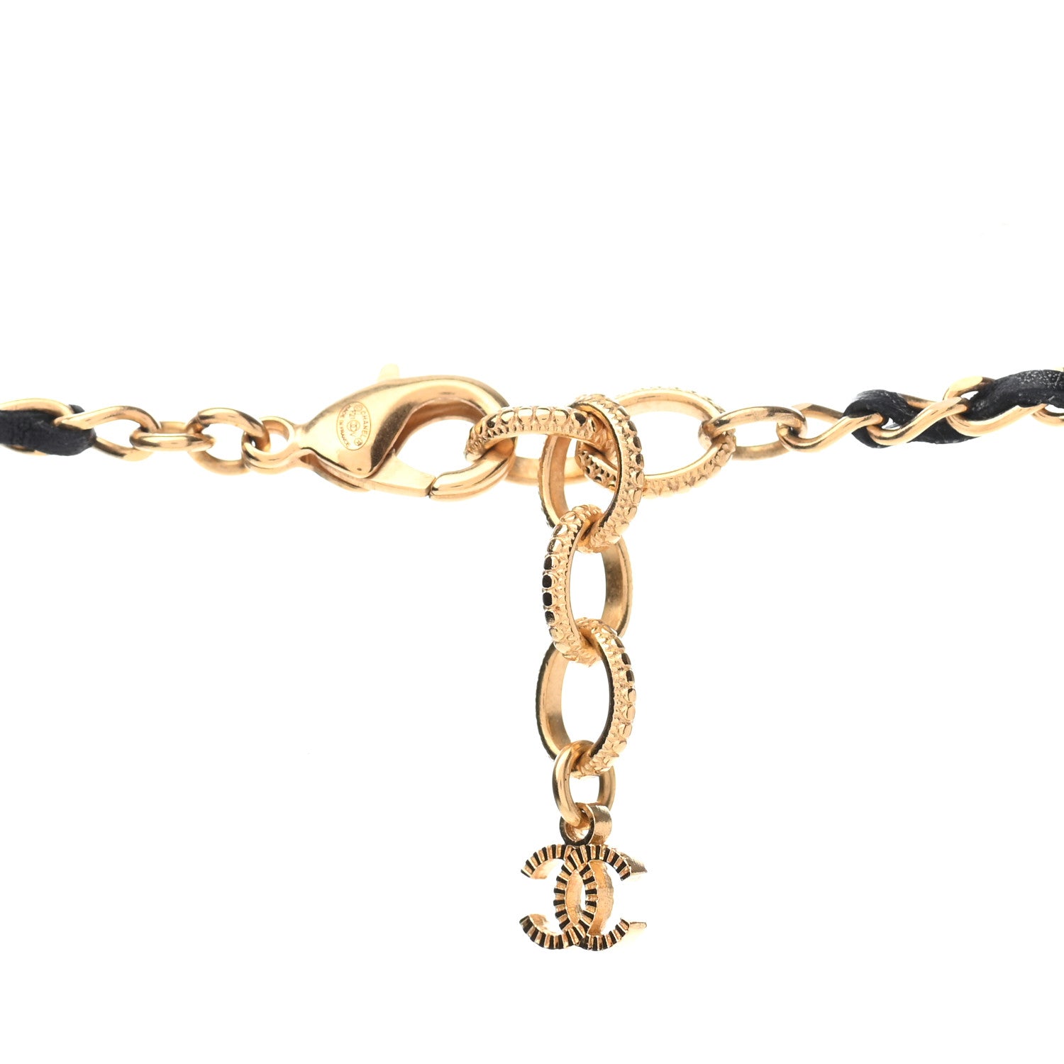 Chanel Crystal Pearl Perfume Bottle CC Necklace Black Gold 5 of 7