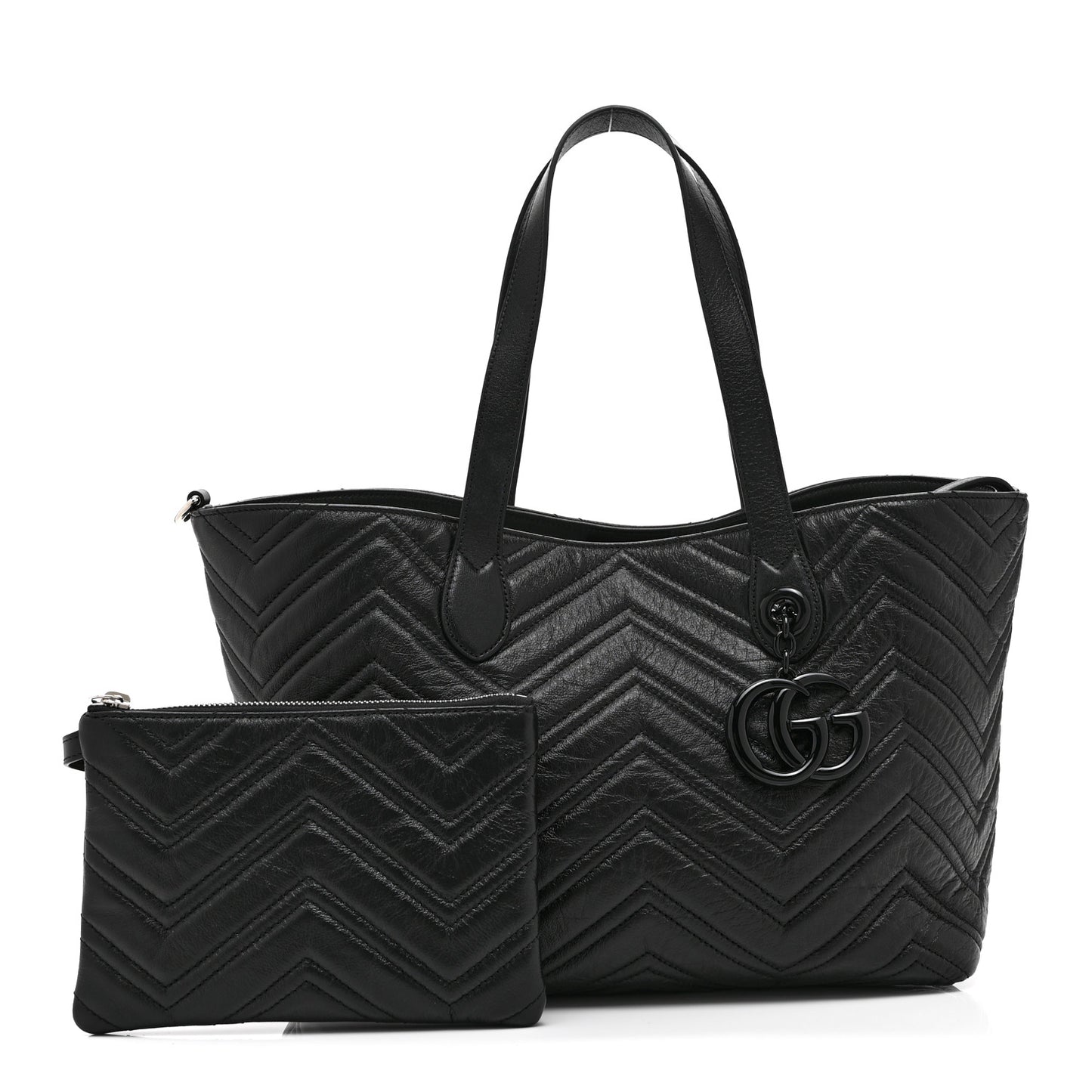 Soft Calfskin Matelasse Medium GG Marmont Tote Bag Black