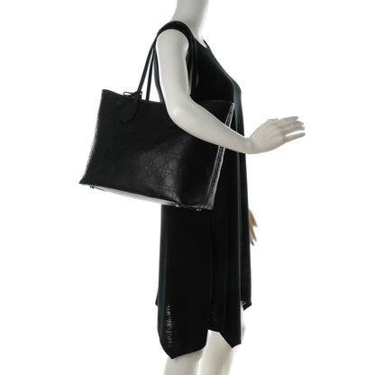 Christian Dior Coated Canvas Cannage Panarea Shopping Tote Black 2 of 9